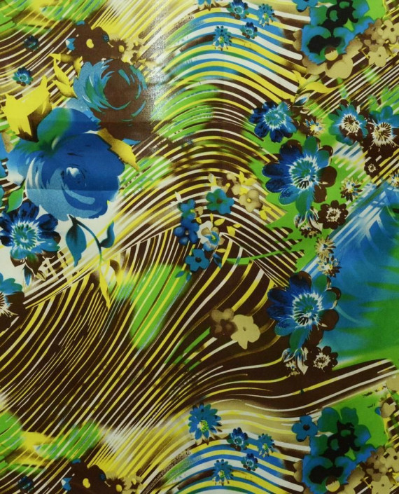 Ткань Атлас Принт 142 цвет разноцветный цветочный картинка