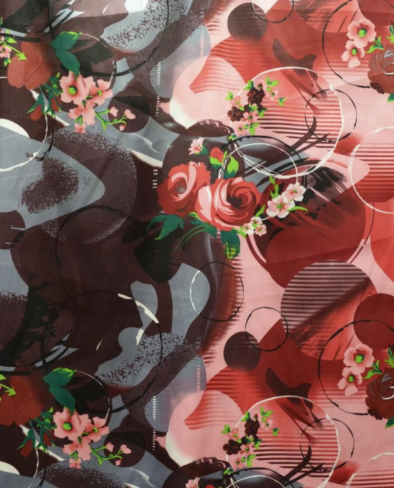 Ткань Атлас Принт 143 цвет разноцветный цветочный картинка