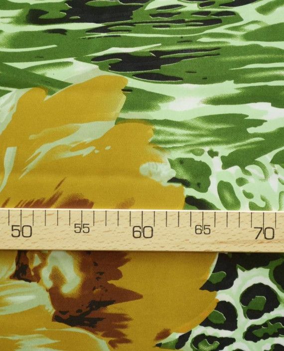 Ткань Атлас Принт 151 цвет зеленый цветочный картинка 2