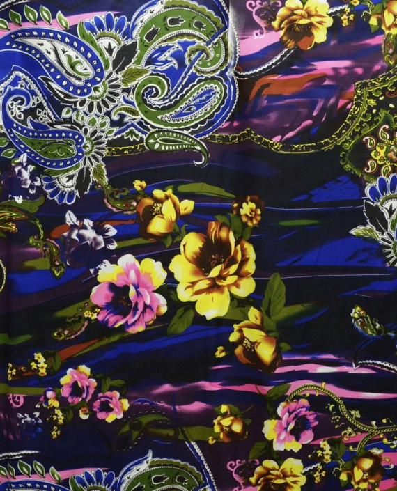 Ткань Атлас Принт 153 цвет разноцветный цветочный картинка