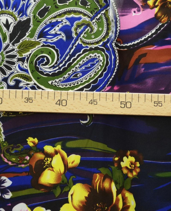 Ткань Атлас Принт 153 цвет разноцветный цветочный картинка 1
