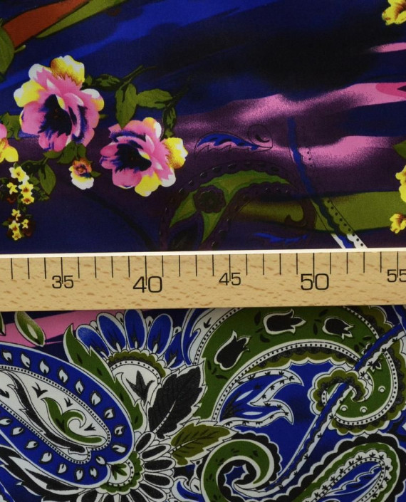 Последний отрез-2м Ткань Атлас Принт 1156 цвет разноцветный цветочный картинка 1