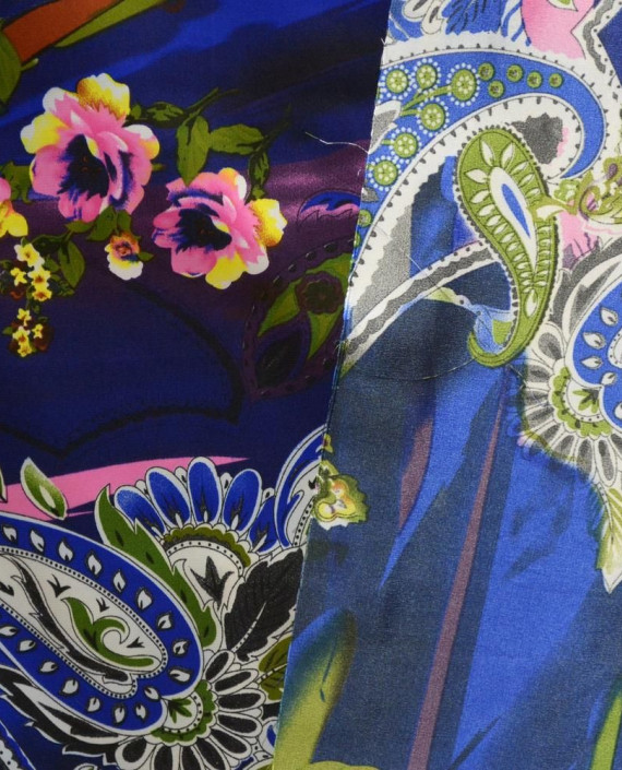 Ткань Атлас Принт 156 цвет разноцветный цветочный картинка 2