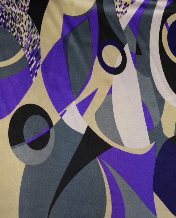 Ткань Атлас Принт 161 цвет фиолетовый абстрактный картинка