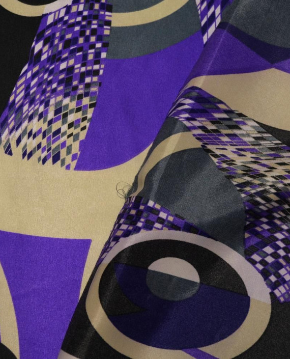 Ткань Атлас Принт 161 цвет фиолетовый абстрактный картинка 2