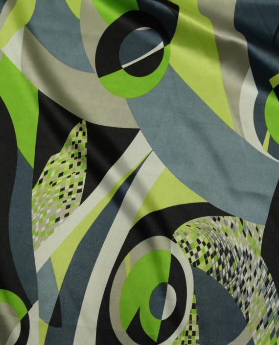 Ткань Атлас Принт 165 цвет зеленый абстрактный картинка