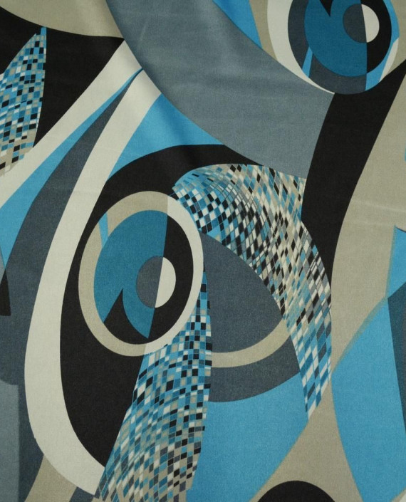 Ткань Атлас Принт 167 цвет голубой абстрактный картинка