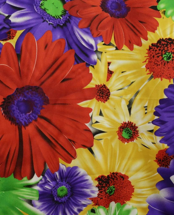 Ткань Атлас Принт 168 цвет разноцветный цветочный картинка