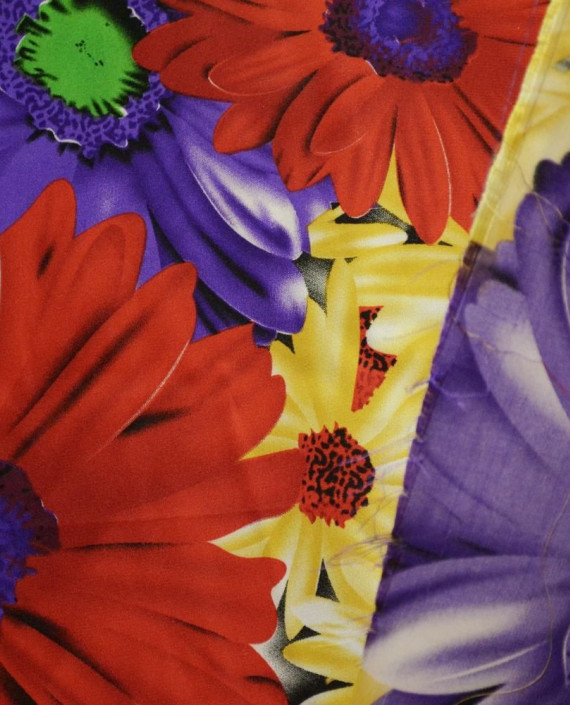 Ткань Атлас Принт 168 цвет разноцветный цветочный картинка 2