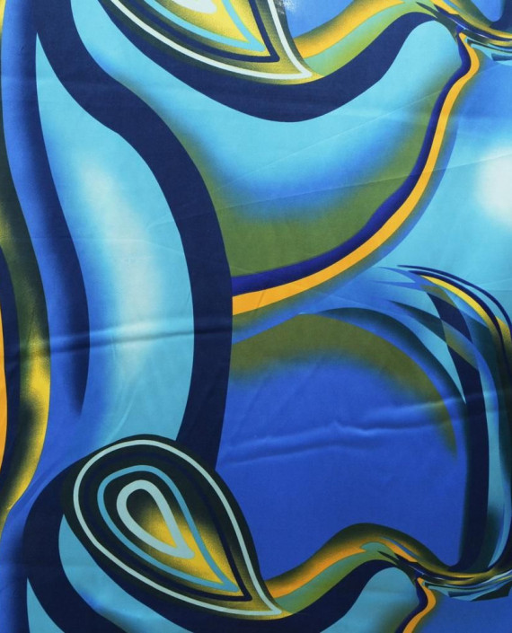 Ткань Атлас Принт 178 цвет голубой абстрактный картинка