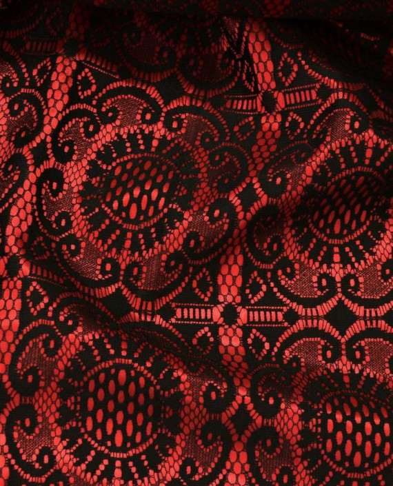 Ткань Гипюр 426 цвет красный геометрический картинка