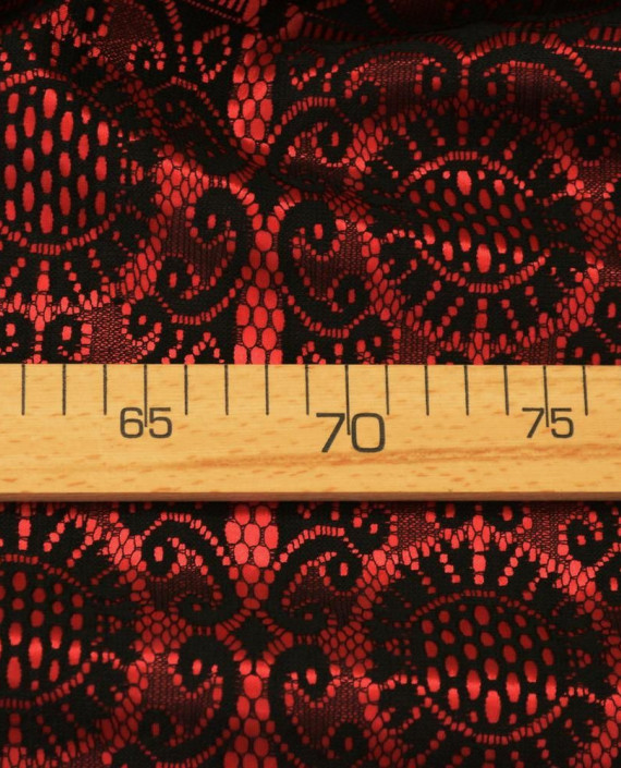 Ткань Гипюр 426 цвет красный геометрический картинка 2