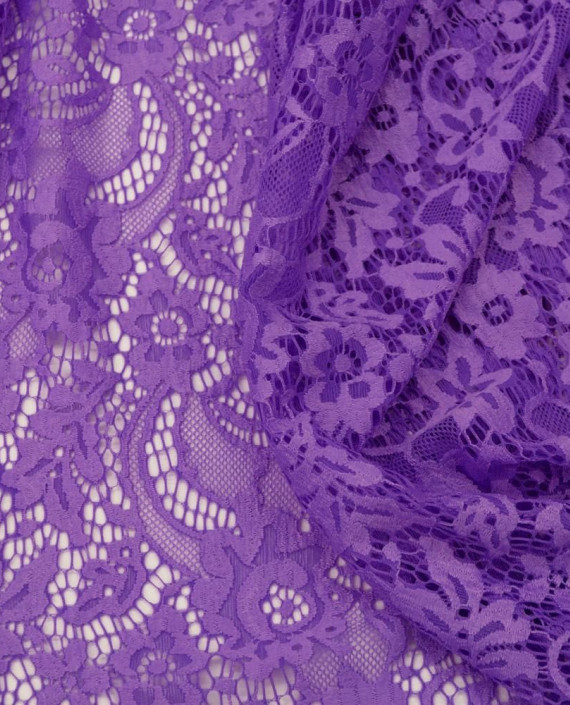 Ткань Гипюр 435 цвет фиолетовый цветочный картинка 1