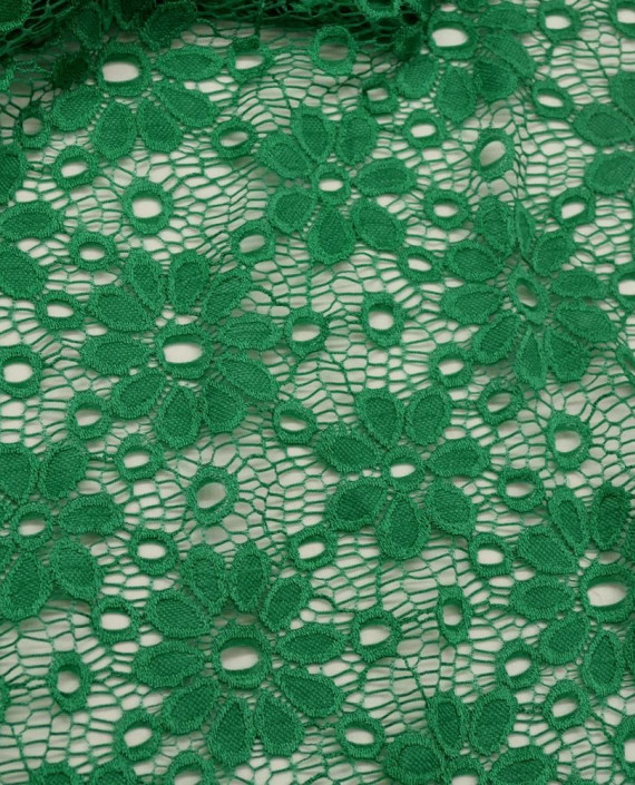 Ткань Гипюр 436 цвет зеленый цветочный картинка