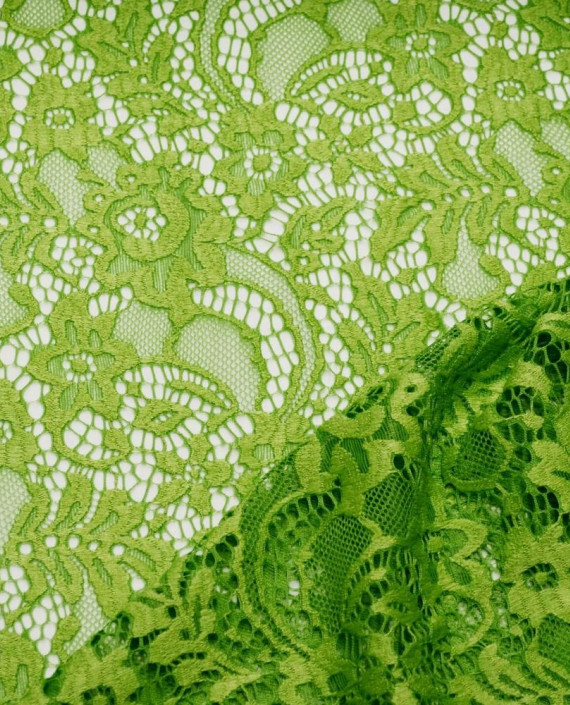 Ткань Гипюр 441 цвет зеленый цветочный картинка 2