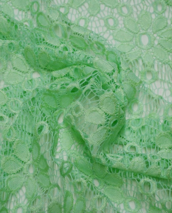 Ткань Гипюр 451 цвет зеленый цветочный картинка 1