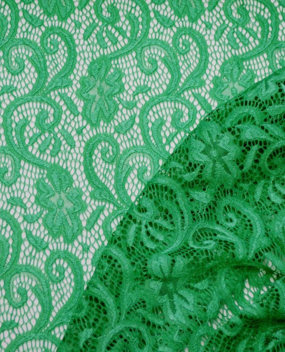 Ткань Гипюр 452 цвет зеленый цветочный картинка 2