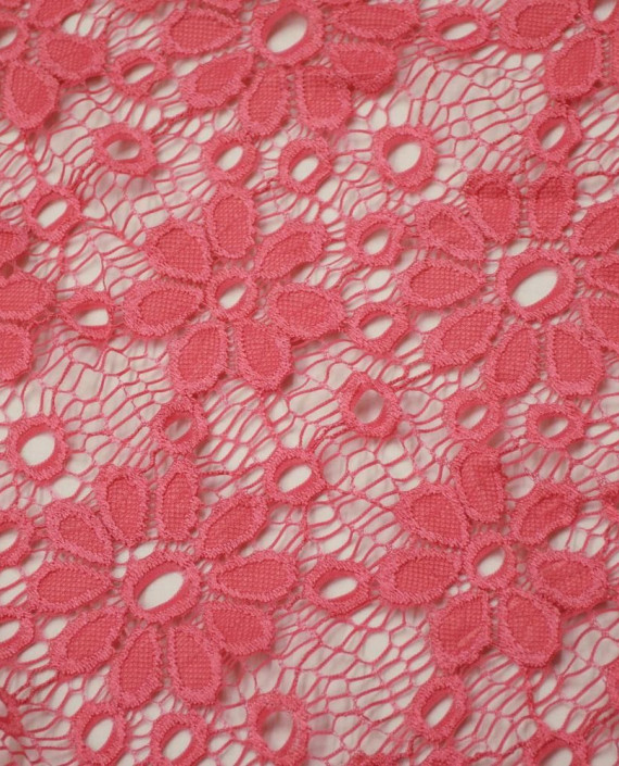 Ткань Гипюр Кружево 464 цвет розовый цветочный картинка