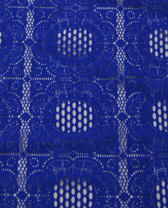 Ткань Гипюр Кружево 466 цвет синий геометрический картинка