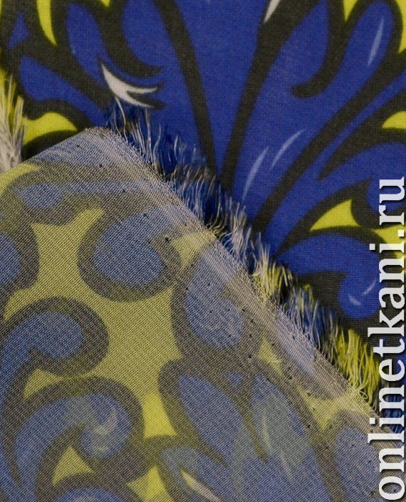 Ткань Шифон Набивной 0367 цвет синий абстрактный картинка 2
