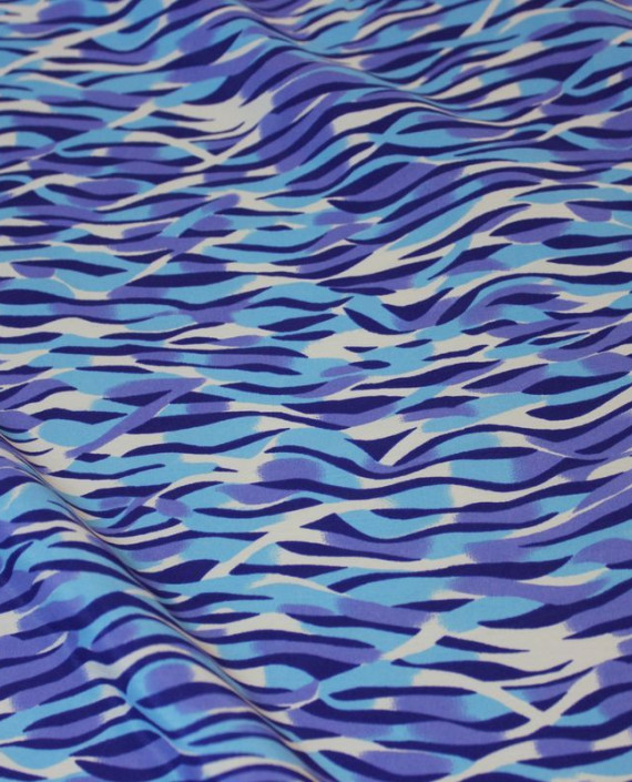 Ткань Лоренсо "Волны" 001 цвет синий абстрактный картинка 1