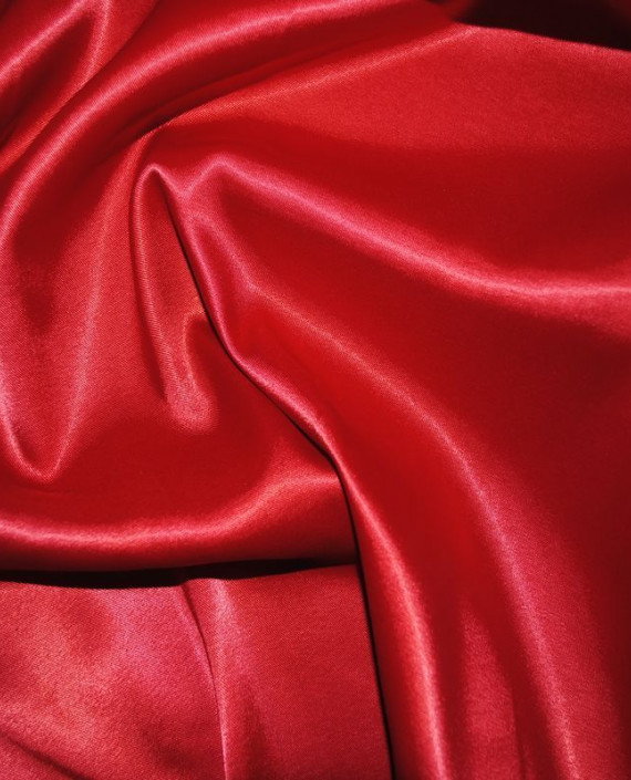 Ткань Атлас стрейч плотный Красный 022 цвет красный картинка 3