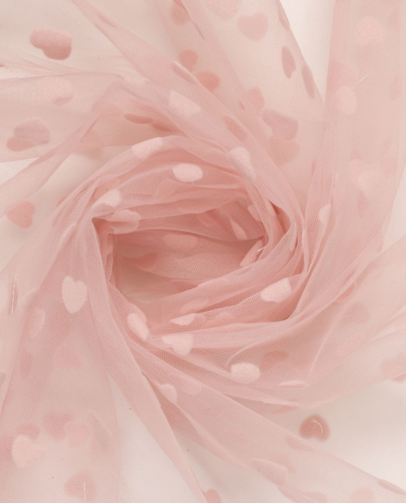 Сетка мягкая флок Сердечки 530 цвет розовый картинка