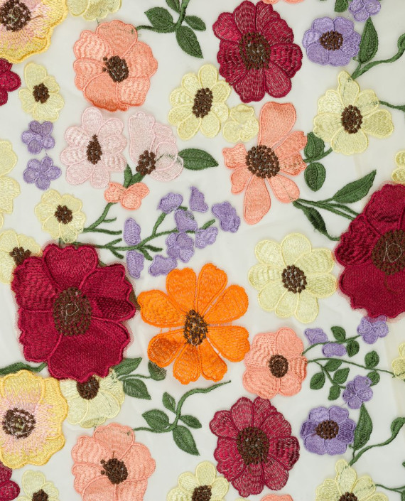 Вышивка на сетке Цветы 0070 цвет разноцветный картинка 2