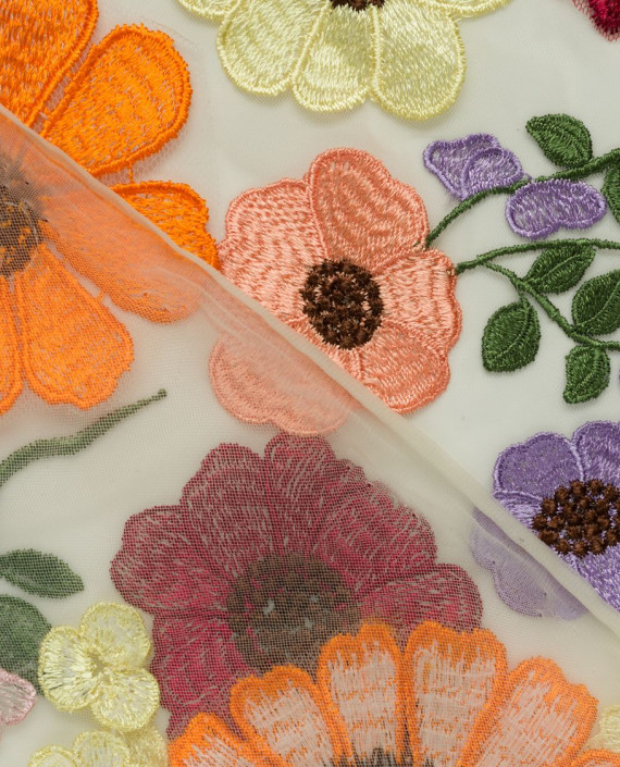 Вышивка на сетке Цветы 0070 цвет разноцветный картинка 1