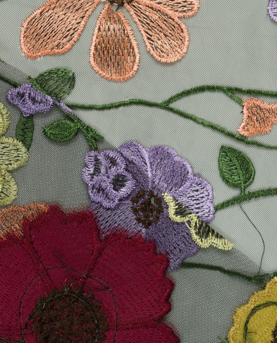 Вышивка на сетке Цветы 0069 цвет разноцветный картинка 1