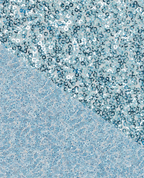 Пайетки на трикотажной сетке 0089 цвет голубой картинка 1