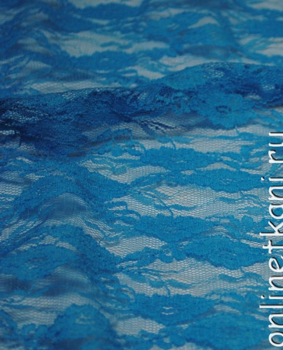 Ткань Гипюр-стрейч "Голубой" 038 цвет голубой цветочный картинка 2