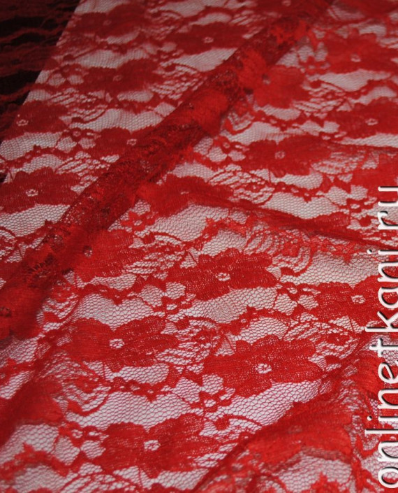 Ткань Гипюр-стрейч "Кармен" 039 цвет красный цветочный картинка 1