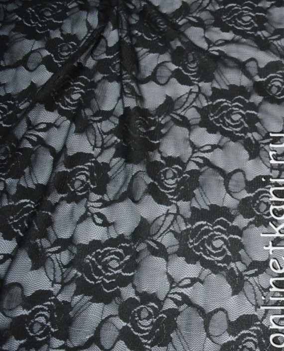Ткань Гипюр-стрейч "Антрацит" 044 цвет серый цветочный картинка