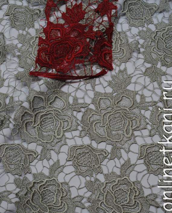 Ткань Гипюр шитый "Кармэн" 035 цвет красный цветочный картинка