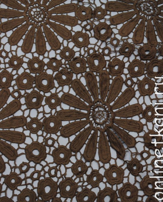 Ткань Гипюр-Макраме "Шоколад" 047 цвет коричневый цветочный картинка