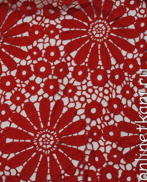 Ткань Гипюр-Макраме "Кармэн" 050 цвет бордовый цветочный картинка