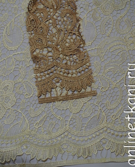 Ткань Гипюр Макраме "Латунь" 054 цвет бежевый цветочный картинка