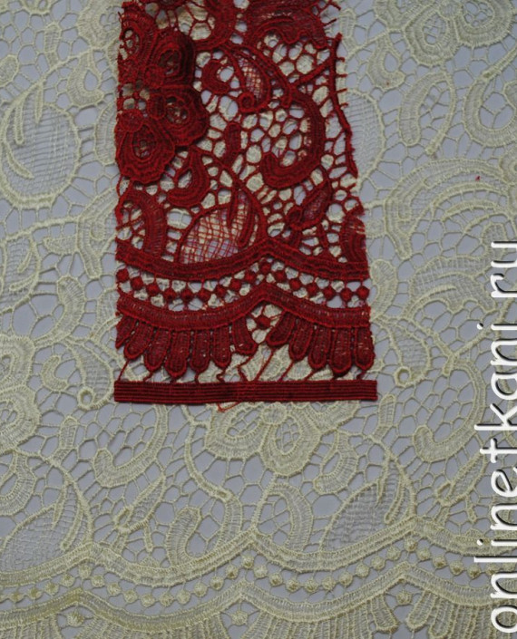 Ткань Гипюр Макраме "Красный" 055 цвет красный цветочный картинка