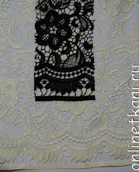 Ткань Гипюр Макраме "Черный"  056 цвет черный цветочный картинка 1