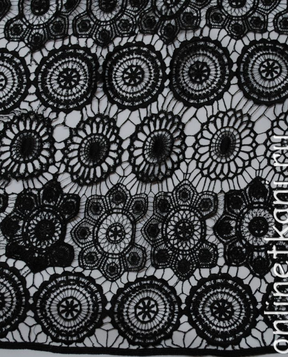 Ткань Гипюр Круги "Черный" 057 цвет черный цветочный картинка