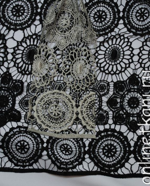 Ткань Гипюр Круги "Метал" 059 цвет серый цветочный картинка