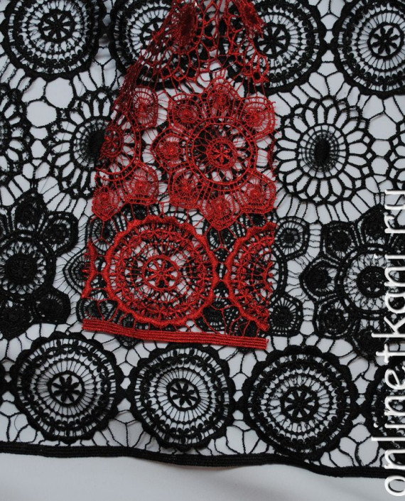 Ткань Гипюр Круги "Кармэн" 061 цвет красный цветочный картинка