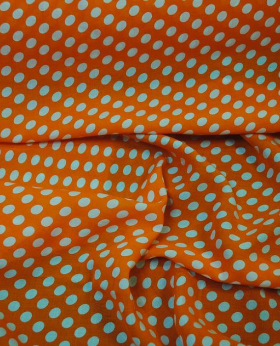 Ткань Хлопок "Горохи на рыжем" 0009 цвет оранжевый в горошек картинка