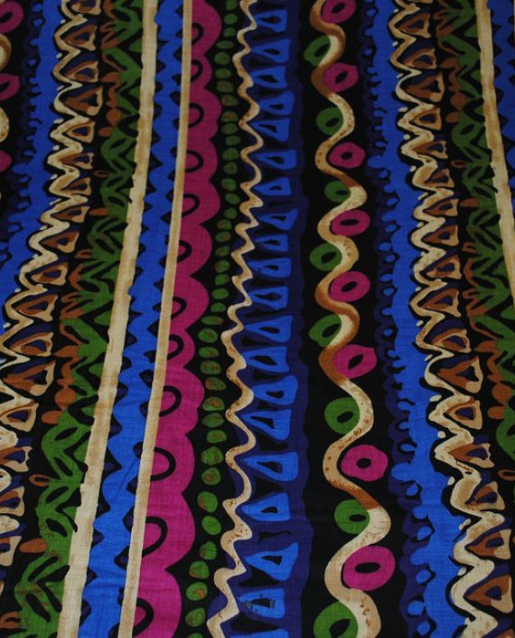 Ткань Хлопок "Батик" 0012 цвет разноцветный в полоску картинка 1
