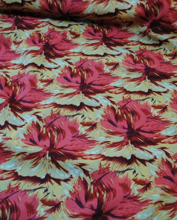 Ткань Хлопок "Каркаде" 0029 цвет бежевый цветочный картинка 1