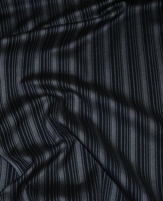Ткань Хлопок Костюмный "Разнородные полоски" 0035 цвет черный в полоску картинка 2