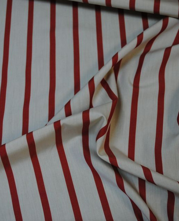 Ткань Хлопок Костюмный "Красная полоска" 0045 цвет белый в полоску картинка 2