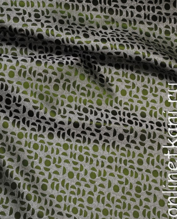 Ткань Китайский шелк "Чешуя" 0003 цвет зеленый геометрический картинка 1