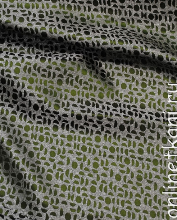 Ткань Китайский шелк "Чешуя" 0003 цвет зеленый геометрический картинка
